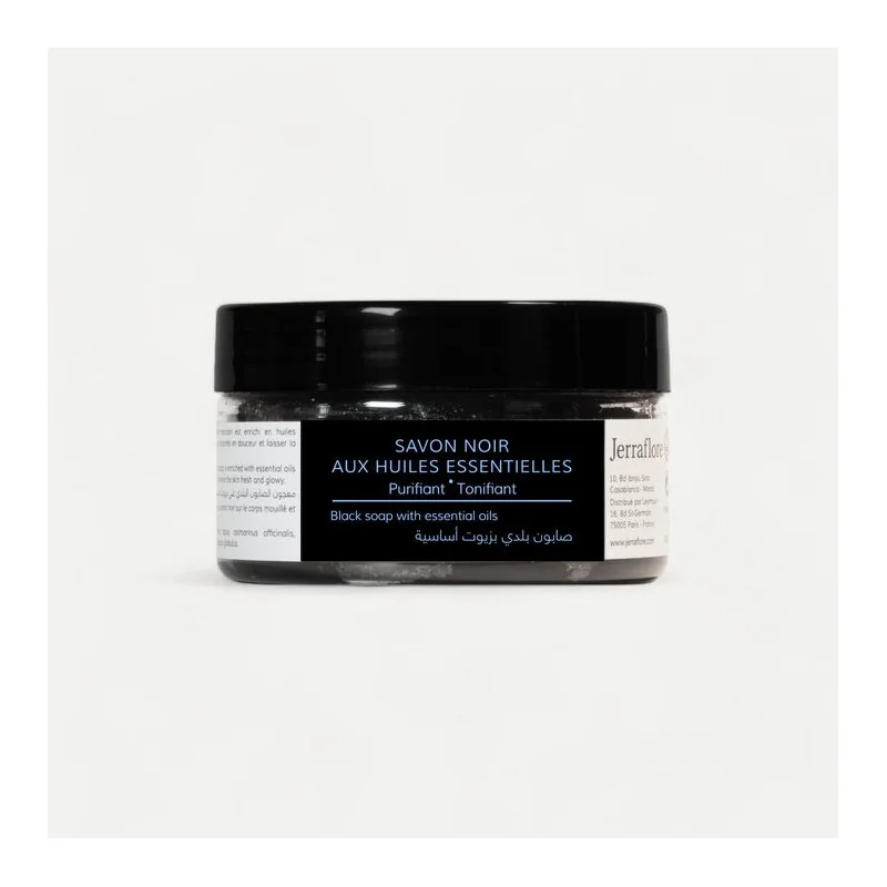 JERRAFLORE SAVON NOIR AUX HUILES ESSENTIELLES 100 g Elimine Les Impuretés En Douceur