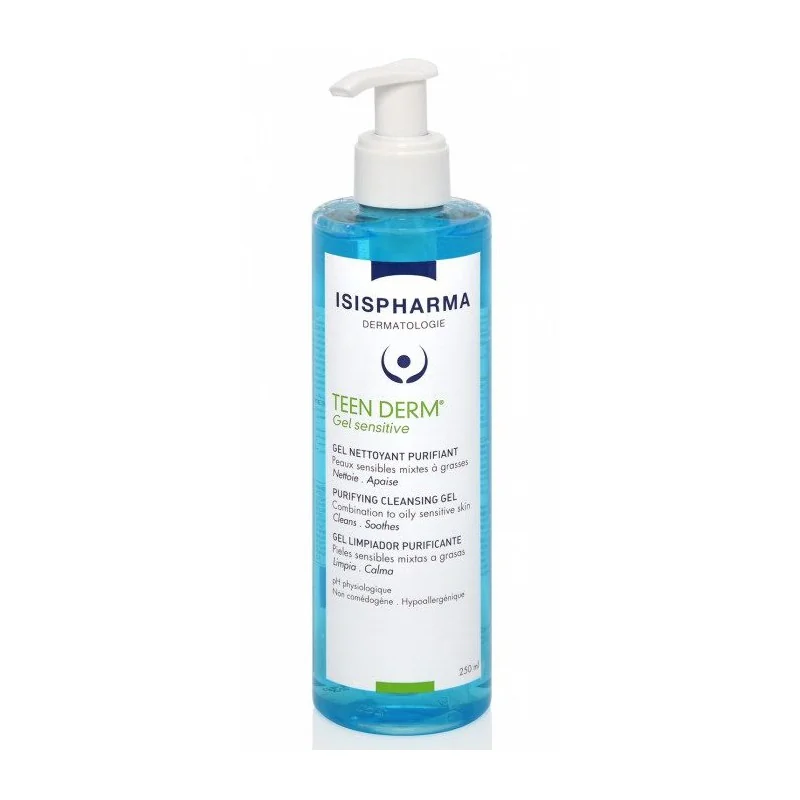 Isis pharma teen derm gel sensitive nettoyant purifiant 250 ml