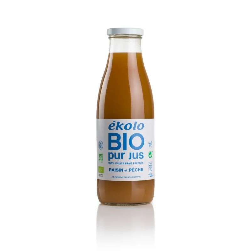 EKOLO BIO PUR JUS DE RAISIN ET PÊCHE 750ML