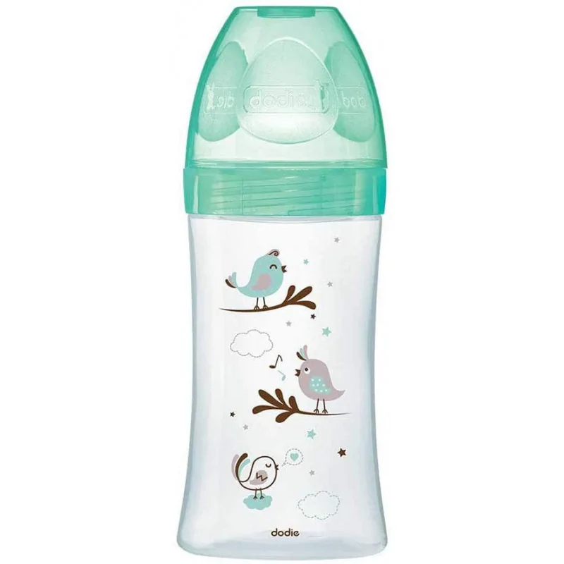 DODIE BIBERON INITIATION+ VERRE 270ML VERT OISEAUX 0-6 M TET RONDE 3 VIT D2