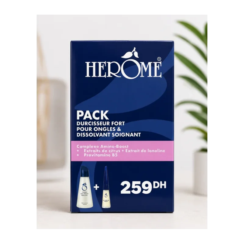 HEROME PACK DISSOLVANT SOIGNANT + DURCISSEUR FORT POUR ONGLES