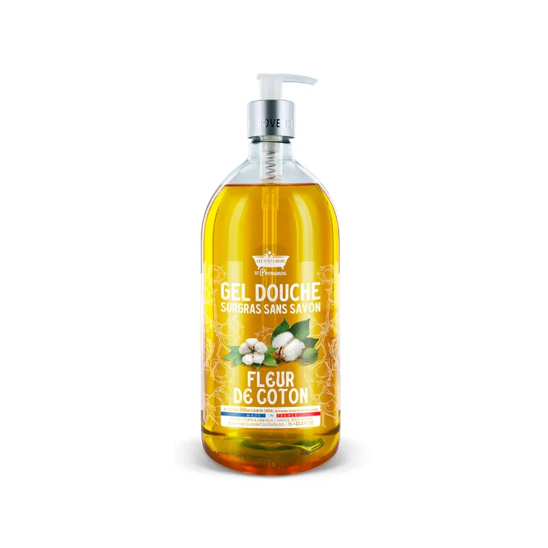 LES PETITS BAINS DE PROVENCE GEL DOUCHE FLEUR DE COTON FLACON 1 LITRE